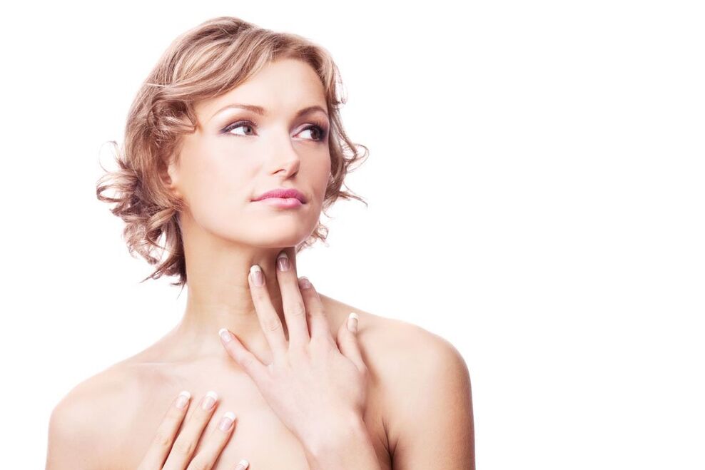 Smooth-skinned girl of the neck and décolleté after rejuvenation procedures